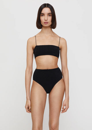 Smocked Black Bikini Top | TOTEME | Swimwear | Balcone Store