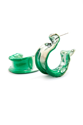 Faïence Hoops Silver Green | DEFAÏENCE | Earrings | Balcone Store