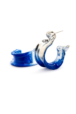 Faïence Hoops Silver Blue | DEFAÏENCE | Earrings | Balcone Store