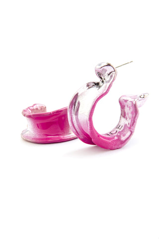 Faïence Hoops Silver Pink | DEFAÏENCE | Earrings | Balcone Store