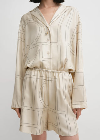 Monogram Embroidered Silk Shorts | TOTEME | | Balcone Store