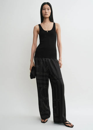 Monogram Embroidered Silk Lounge Pants | TOTEME | | Balcone Store