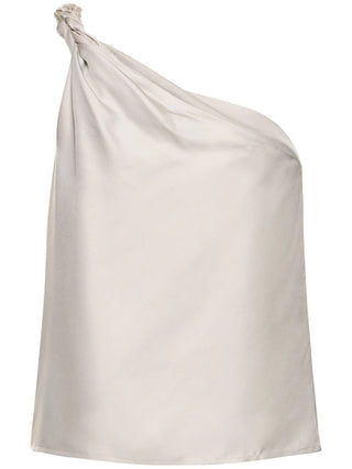 Grey Adrian One Shoulder Silk Top | LOULOU DE SAISON | Top | Balcone Store