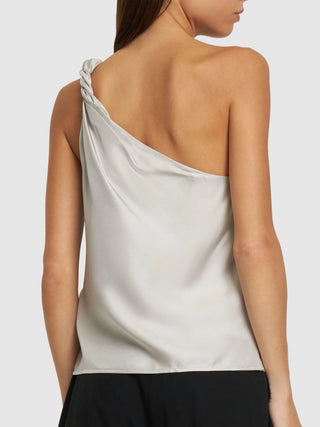 Grey Adrian One Shoulder Silk Top | LOULOU DE SAISON | Top | Balcone Store