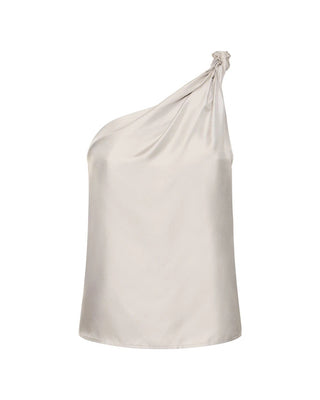 Grey Adrian One Shoulder Silk Top | LOULOU DE SAISON | Top | Balcone Store