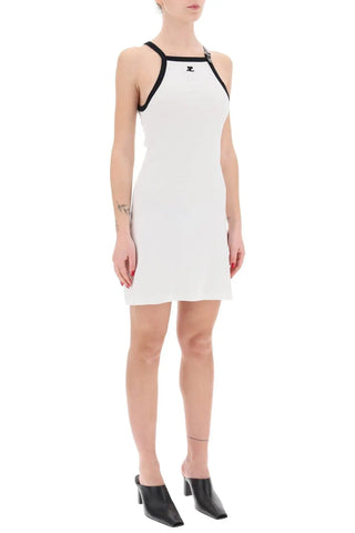 White Pin-Buckle Mini Dress | COURRÈGES | Dress | Balcone Store