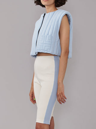 Cropped Padded Vest Baby Blue | HAREM LONDON | Vest | Balcone Store