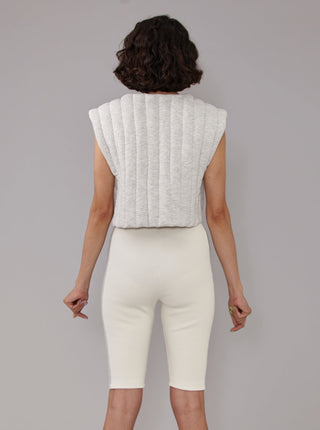 Cropped Padded Vest Light Grey | HAREM LONDON | Vest | Balcone Store