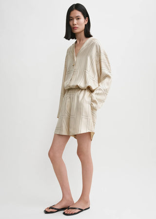 Monogram Embroidered Silk Shorts