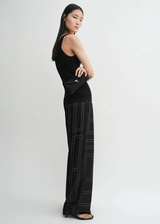 Monogram Embroidered Silk Lounge Pants