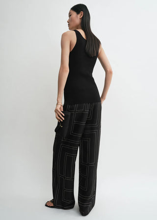 Monogram Embroidered Silk Lounge Pants