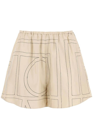 Monogram Embroidered Silk Shorts | TOTEME | | Balcone Store